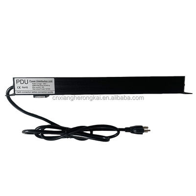 Interruptor de doble interruptor de 8 vías negro 20A de toma de corriente estándar estadounidense PDU para sala de servidores