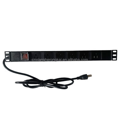 Interruptor de doble interrupción de 8 vías 20A de toma de corriente estándar estadounidense PDU para distribución de energía