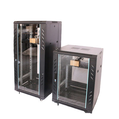 Espacio 42U piso puerta de cristal de pie DDF Network Cabinet Rack con dos llaves de bloqueo