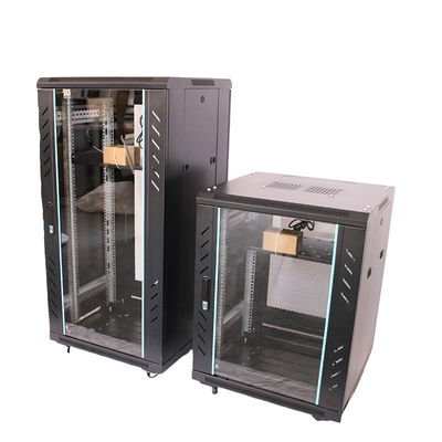 Espacio 42U piso puerta de cristal de pie DDF Network Cabinet Rack con dos llaves de bloqueo