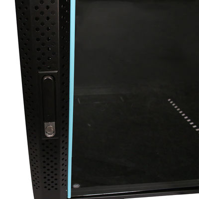 Cabinet de rack de red negro de 19 pulgadas personalizado con recinto de metal de puerta de vidrio servidor OEM