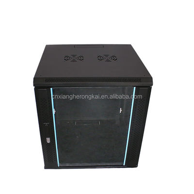 Cabinet de rack de red negro de 19 pulgadas personalizado con recinto de metal de puerta de vidrio servidor OEM
